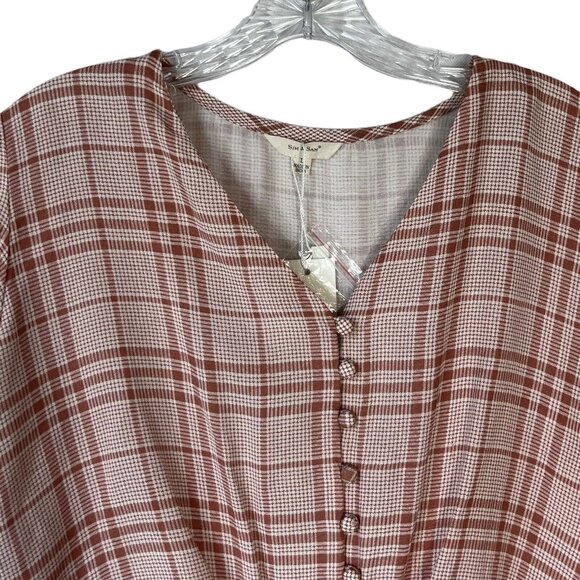 Sim & Sam Button Front Cropped Shirt Womens Large Pink New Blouse New - Picture 3 of 9